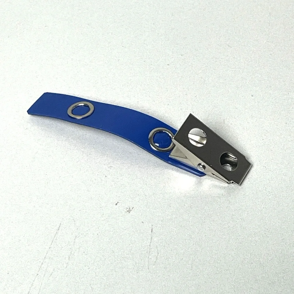 112 Pack Premium Badge Clips with Blue Vinyl Strap & Metal Clip